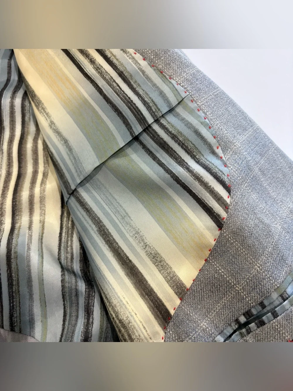 Pronto Moda Elite Sport Coat Blazer 52R Gray Silk Wool Cashmere Linen Plaid
